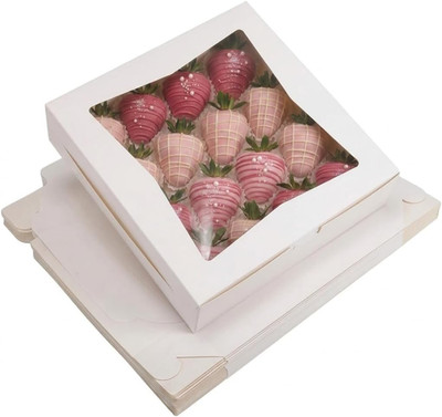 24 Pack Pie Boxes, 10X10X2.5 Inches Bakery Boxes with Window, Auto-Popup Cookie