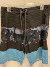 BURNSIDE Board Shorts Men  s Size 32 Black/teal