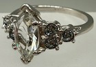 ESTATE SILVER PLATED MARQUISE CUT DIAMANTE CZ CRYSTAL ENGAGEMENT RING SIZE 10 — photo 1