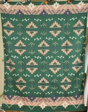 GORGEOUS Vintage 50's Camp Blanket Nice Green Background 