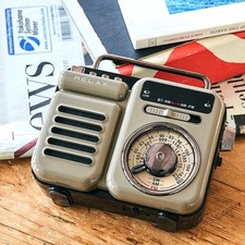 Retro AM FM SW Radio Bluetooth Speaker Flashlight Power Bank Warm Gray