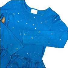 Hanna Andersson Blue Gold Starry Drop Waist Dress Tiered Girls 130 cm  US 8 52