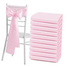 Satin Chair Sashes Bows, 10 Pcs, 6 x 108 inch 6"x108"-10 Pack Pink