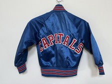 Vintage Washington CAPITALS 90  s Chalk Line Jacket 6/8 Kids Shiny Blue Spellout