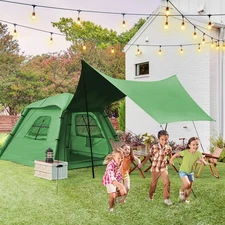 Inflatable Camping Tent with Extended Canopy Easy Set-up 4 Season Air Tents