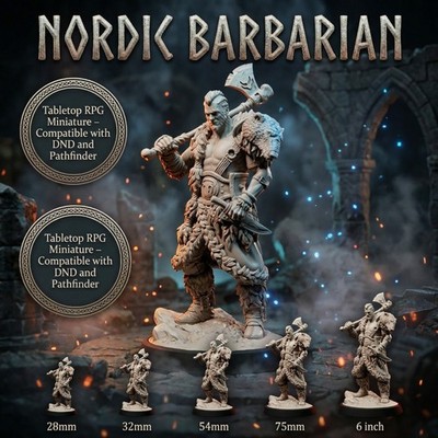 32mm Viking Raider Warrior Miniature Resin Model Norse Barbarian Axe Fighter DND