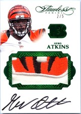GENO ATKINS 2016 PANINI FLAWLESS EMERALD GREEN GAME USED LOGO PATCH AUTO SP 2/5