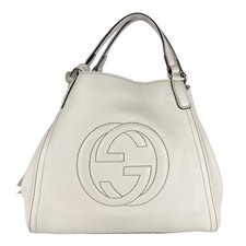 Borsa a tracolla originale Gucci Soho in pelle bianca sporca - z8995