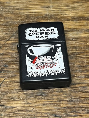 #ad Too Much Coffee Man Black Zippo Lighter Vintage $299.34