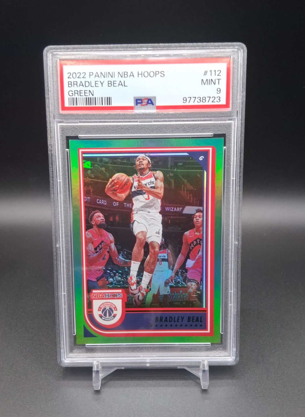 Bradley Beal - 2022-23 NBA Hoops GREEN #112 - PSA 9 MINT - Numbered /99 POP of 2 view 1