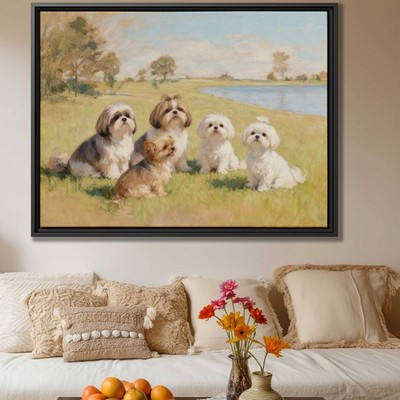 Dog Artwork Shih Tzu Canvas Print Yorkshire Terrier Wall Art Living Room Decor