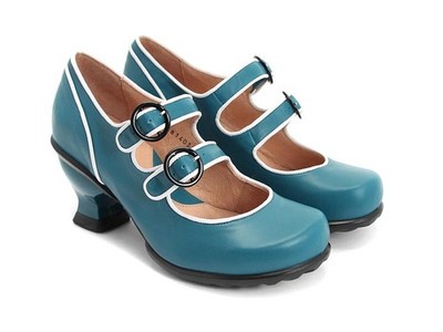 John Fluevog Kitschy Boom Boom Liz Double Buckle Mary Jane Heels Pumps 8.5 Teal