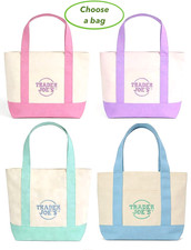 Trader Joe  s Mini Pastel Canvas Tote Bag   New 2026 Spring Colors -Choose Collor