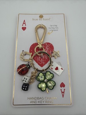 True To Form Handbag Charm Horseshoe Ladybug Dice Clover Ace Heart Star Key Ring