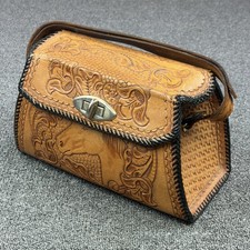 Vintage Hand Tooled Leather Purse Handbag Horse Floral Southwestern Boho Design