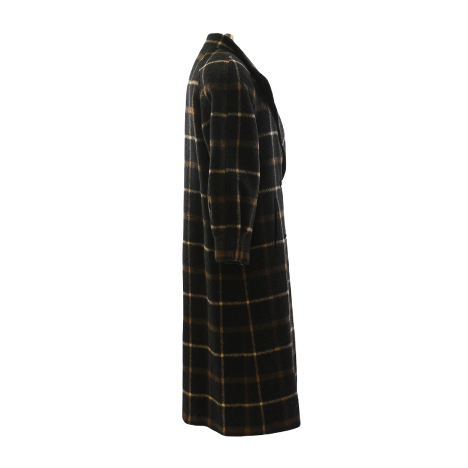 90s Alpaca Wool Pleated Plaid Coat Long Coats Steampunk Womens Coat Small S - Image 3 of 4
