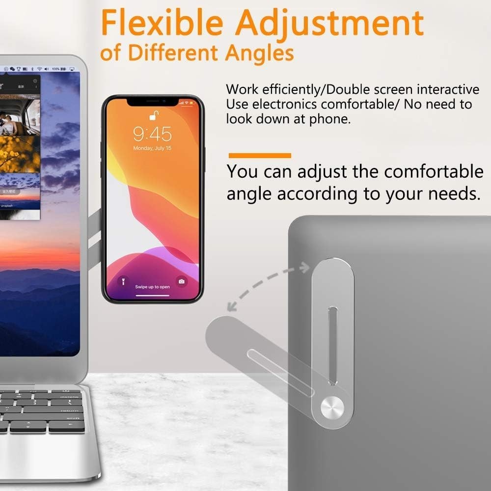 Laptop Monitor Side Mount Phone Holder Slim Foldable Smartphone Stand Portable