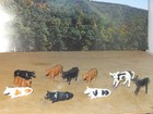 VINTAGE PLASTICVILLE DAIRY BARN O/S GAUGE w/COWS, FENCE, BARRELS, FARMER — photo 7