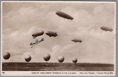 1935 Uncle Sam's Dirigibles US Navy Blimps, Zeppelins, Airships Postcard RPPC /