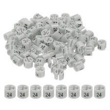 100 Pcs Clothes Hanger Marker Number 24 Tag Fit 3mm Rod Garment Size Tag Gray
