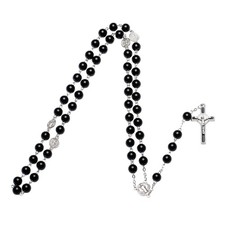 Handmade Round Bead Catholic Rosary for Cross Religious Necklace Gifts for Men