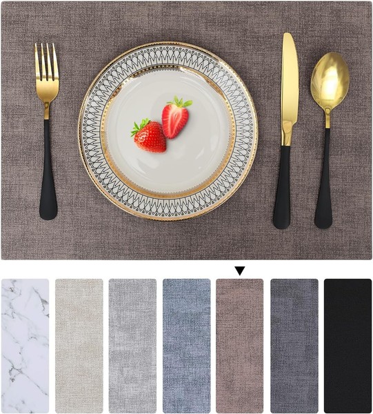 Tischsets Abwaschbar 4Er Set Dunkelbraun FüR Esszimmer KüChe Tischdeko-image