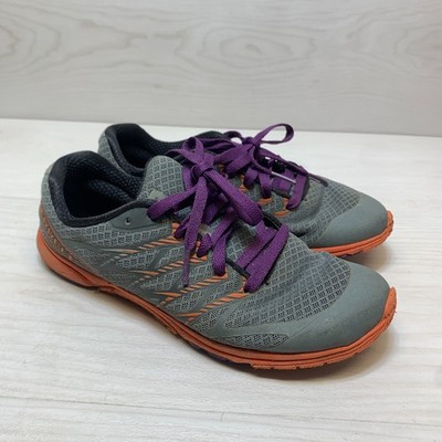 Merrell Bare Access Ultra Running Shoes Women's Size 7.5 Gray Orange Outdoor