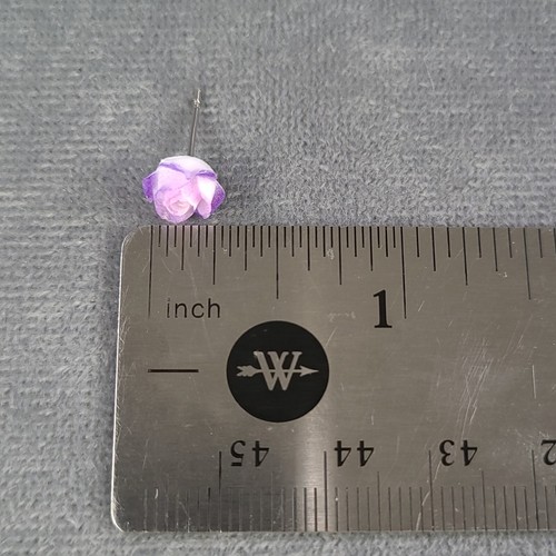 Purple Rose Flower Resin Stud Earrings 1/4" Stainless Steel Butterfly Backing - Picture 3 of 4