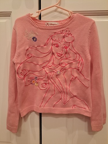 Disney Store Vintage Girl's Sweater Princess Aurora Size 5-6 EUC Embroidered