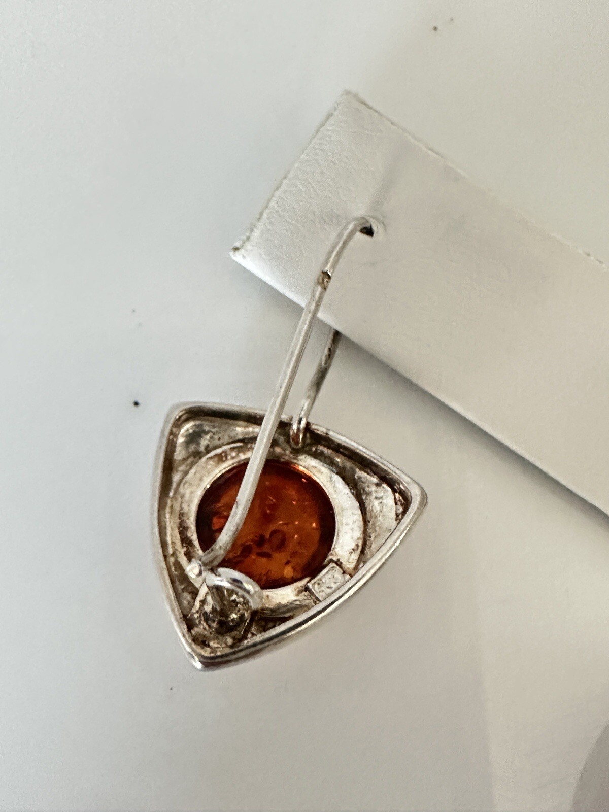 Sterling Silver Triangle Round Amber Pierced Earr… - image 8