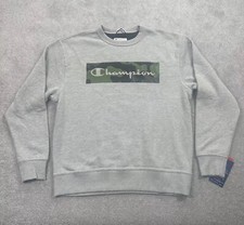 Champion Powerblend Crew Neck Sweatshirt Size Large Oxford Grey Camo