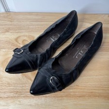 AGL Attilio Giusti Leombruni Black Leather Pointy Toe Ballet Flats Size 7.5