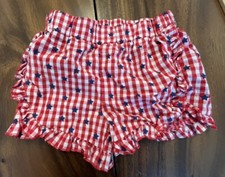 Disney Minnie Mouse Red White Check W/ Stars Shorts Girls 7 - 8
