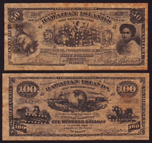 Hawaii Banknotes 1895 set of 6 Notes Authentic style Reproductions - Picture 4 of 5