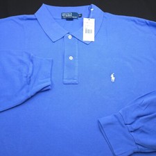 POLO RALPH LAUREN SHIRT -3XB BIG 3XL- PERIWINKLE BLUE LONG SLEEVE MESH PONY GOLF