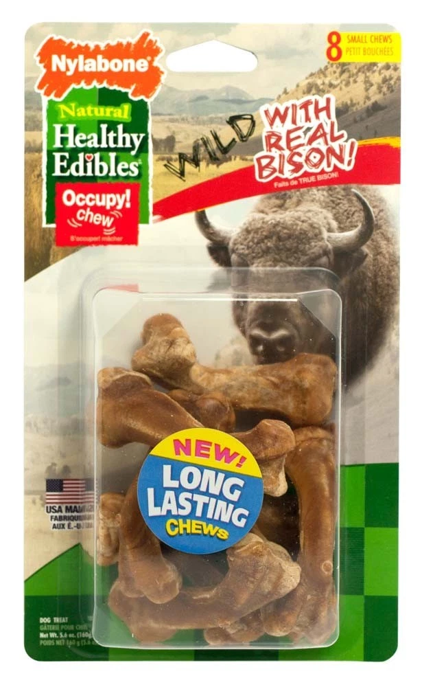 Nylabone Healthy Edibles Wild Bison Bone Small Dog Treats 8ct