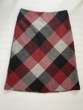 VTG GAP Factory Women s 4 Wool Blend Red Black Plaid A-Line Knee Skirt Lined