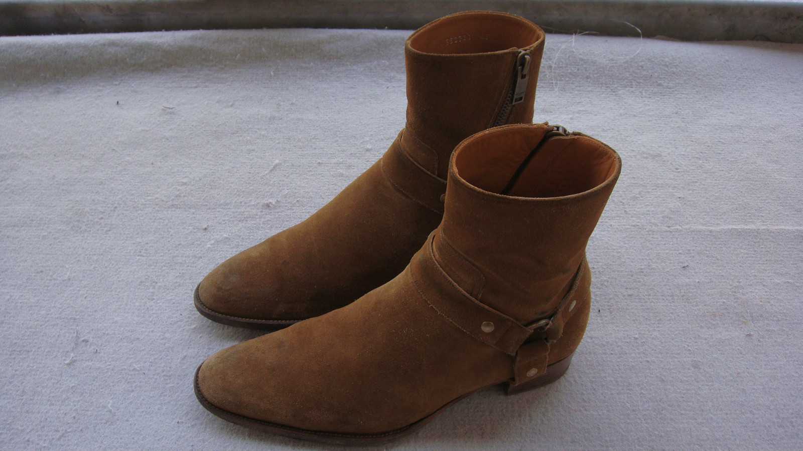 Stivali SAINT LAURENT PARIS pelle scamosciata marrone AW13 43 uk9 hedi tacco slimane WYATT grande cerniera