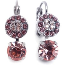 Mariana Brown Meadow Silver Earrings in Purple and Peach Crystal Dangle 1119 NWT