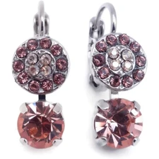 Mariana Brown Meadow Silver Earrings in Purple and Peach Crystal Dangle 1119 NWT