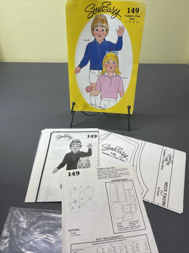 Vintage Sew Easy 149 Toddler’s Polo Shirt Sz 1 2 3 4 Short Or Long Sleeve Jo Lyn - Image 2 of 4
