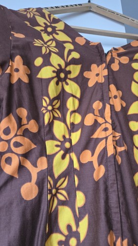 Vintage 1960s PSYCHEDELIC Kimono Floral Maxi Muumuu HAWAIIAN Dress TIKI 1970s - Picture 11 of 17