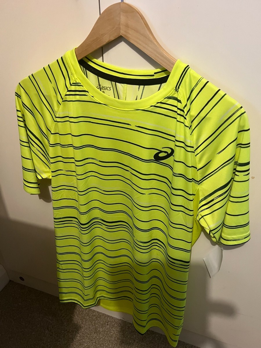 Asics Club Graphic mens tennis shirt adult S in safety yellow