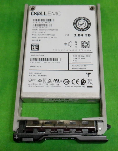 Dell EMC 3.84TB 2.5" SAS 12Gb/s SSD with Dell GEN 12 Caddy