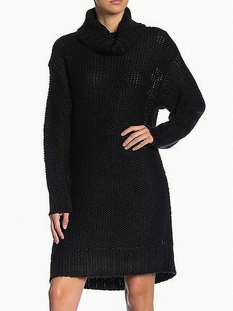 black cable knit sweater dress