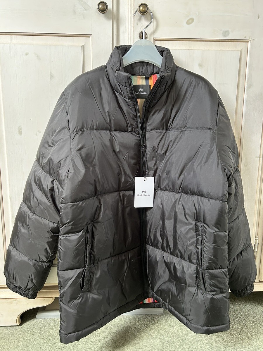 PAUL SMITH Down Jacket Ladies Size L (14) Black Puffer/Swirl Lining RRP £295