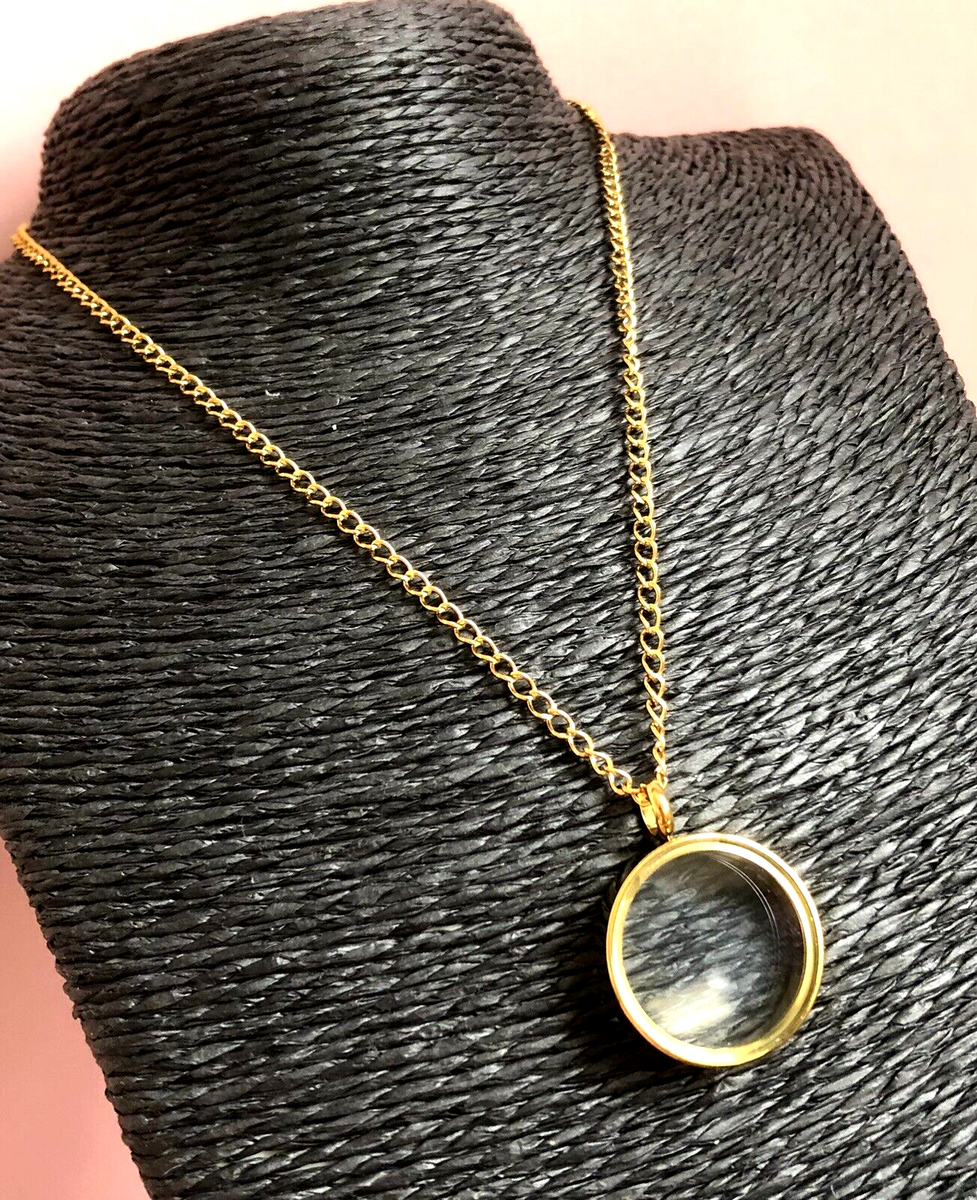 Gold Ash Hair Ashes Pendant 16” Necklace Bereavement Jewellery Glass Locket
