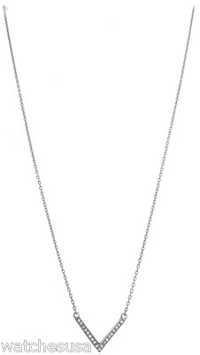 MICHAEL KORS 18 inches Crystal Pave V Shape Stainless Steel Necklace MKJ3745