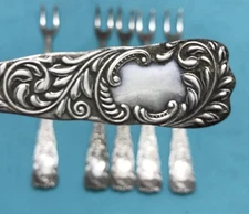 Set of 6 Silverplate 2-Prong Seafood/Oyster Forks MONARCH Rogers & Hamilton