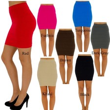 Womens Slim Fitted Bandage Knee Length Straight Office mini Pencil skirt-Multi